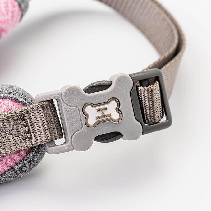 HUGO & HUDSON Dog Harness, No-Pull Anti Choke Tweed Harness Vest, Pink Herringbone, XS
