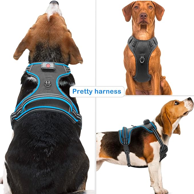Light Up Dog Harness No Pull LED Dog Harness with Handle Vizbrite Rechargeable Lighted Dog Vest Harness for Small/Medium/Large/X-Large Size Dogs No Pull, 4 Point Adjustable Dog Harness