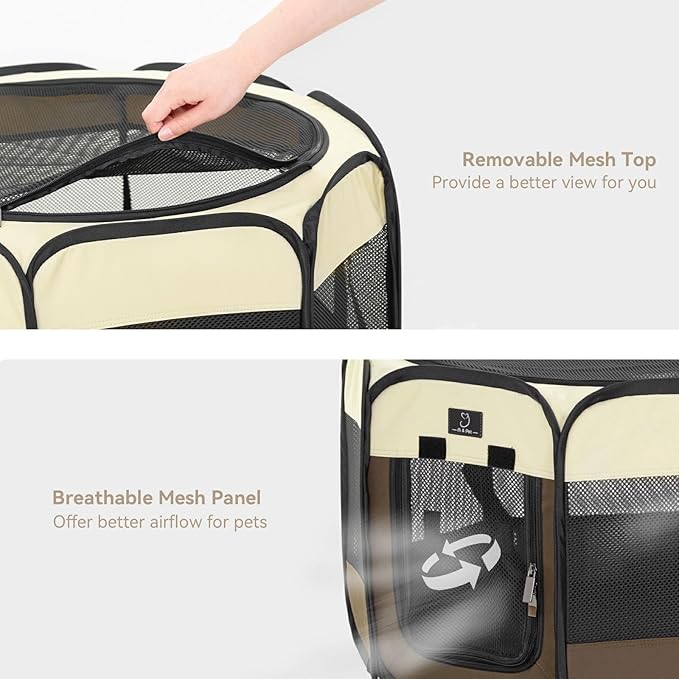 A4Pet Portable Foldable Pet Playpen, Dog Playpen Indoor/Outdoor - Ideal for Dogs, Cats, Rabbits - Removable Zipper & Collapsible Travel Bowl