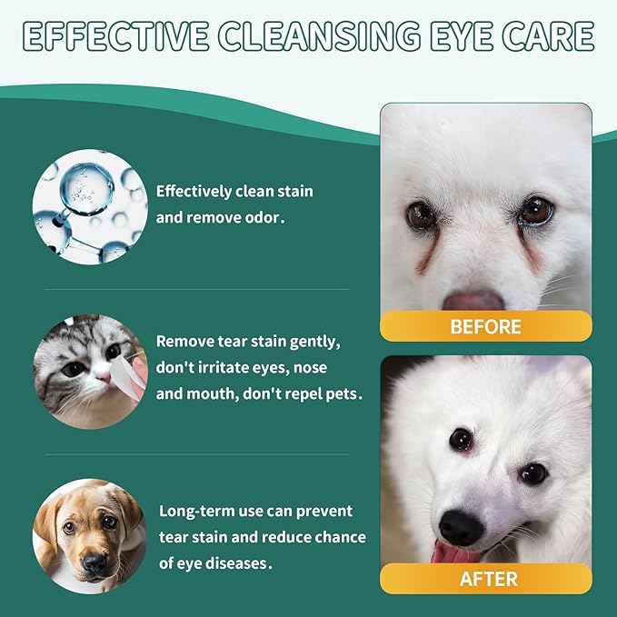 VICSOM Eye Wipes for Dogs & Cats, 200 Pcs Cat Dog Eye Wipes Tear Stain Remover, Pet Eye Wipes Presoaked & Textured Eye & Face Wipes, Gently Remove Eye Debris, Discharge, Mucus Secretions