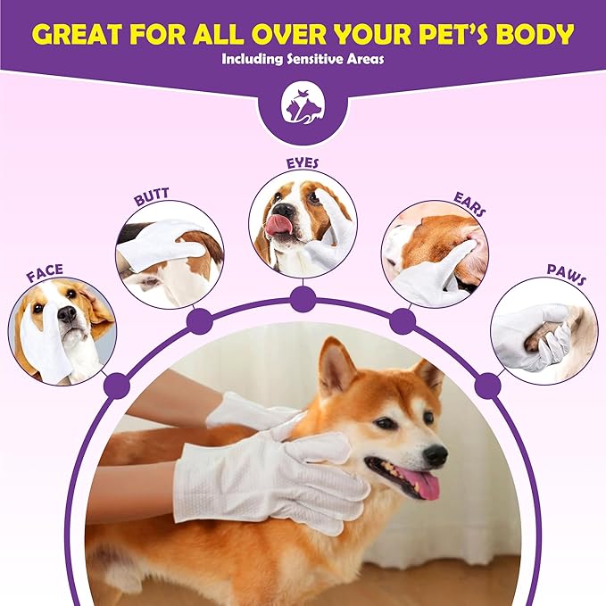 Flintstone Dog Wipes Cleaning Deodorizing - Hypoallergenic Cat Wipes - Extra Thick Wet Dog Wipes for Paws and Butt - Daily Care & Travel Pet Wipes - Latest Pet Wipes for Dogs, Puppy & Cats – 24pcs