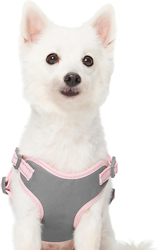 Blueberry Pet Essentials Pastel Color Reflective Dog Harness Vest, Chest Girth 17.5" - 21", Baby Pink, Small, Adjustable Harnesses for Dogs