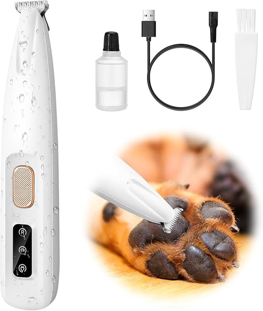 Palksky Dog Paw Trimmer, Upgraded 18mm-Blade Electric Dog Clippers for Groomming with Led Display, Waterproof Pet Micro Precision Trimmer, Rechargeable Hair Shaver for Paws, Ears, Face, Rump and Eyes