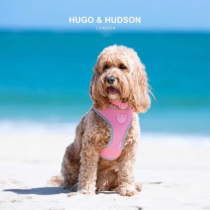 HUGO & HUDSON Dog Harness No-Pull Pet Harness Adjustable Quick Dry Mesh Padded Vest, Pink, XS