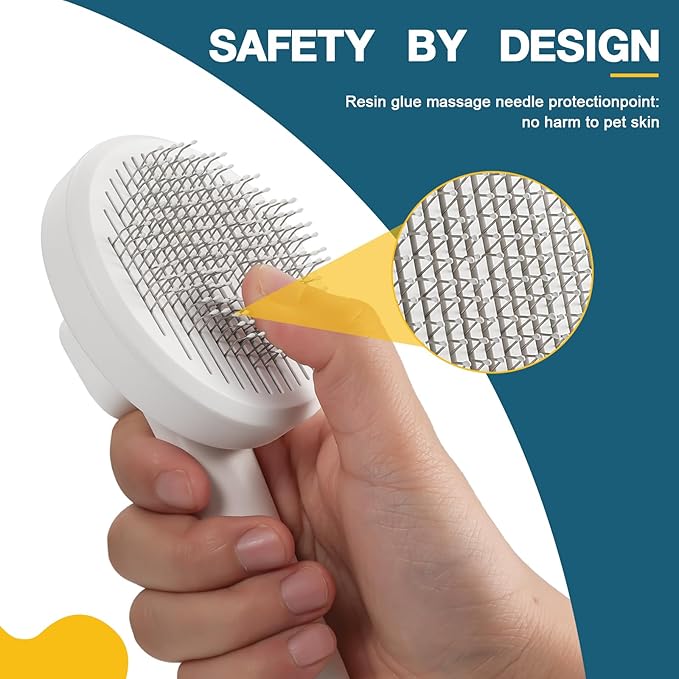 New pet brus, cat hair brush with release button,Dog hair brush,Removing loose hair,Pet grooming supplies,Cat brushes for indoor cats (Blue)