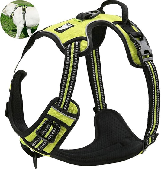 OLizee® New No Pull Dog Harness Outdoor Adventure Reflective Markings Pet Vest with Handle Adjustable Protective Nylon Walking Pet Harness Variety of Sizes and Colors,Green M