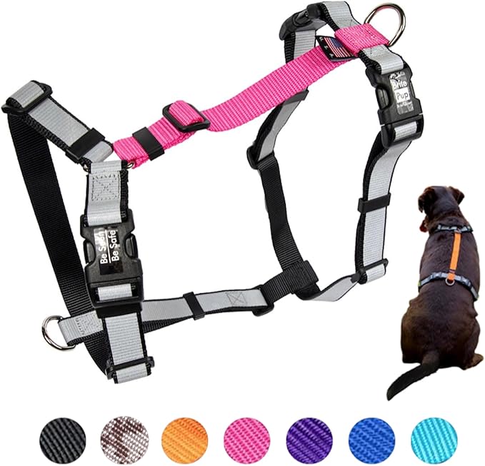 No Pull Harness with Fully Customizable Fitment for XS Dogs - 3M Reflective Heavy Duty Harness for Walking & Training - No Choke Comfortable Collar Design, Made in USA XS-Pink