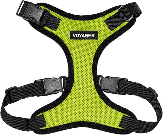 Voyager Step-in Lock Pet Harness - All Weather Mesh, Adjustable Step in Harness for Cats and Dogs by Best Pet Supplies - Lime Green/Black Trim, XS