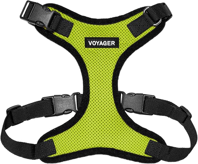 Voyager Step-in Lock Pet Harness - All Weather Mesh, Adjustable Step in Harness for Cats and Dogs by Best Pet Supplies - Lime Green/Black Trim, M