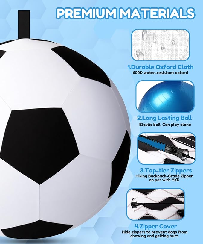 Herding Ball for Dogs 25"- Giant Dog Herding Balls for Outdoor Chase/Train/Exercise, Durable Oxford Soccer Cover with Straps Dog Ball Toy for Australian Shepherd,Cattle,Border Collie Medium Large Dogs