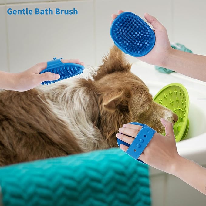 Dog Slicker Brush for Long Haired Dogs Doodle Brush for Dogs Large Dog Slicker Brush for Goldendoodles with Ergonomic Solid Wooden Handle Long Pin Grooming Brush for Dogs (Blue)