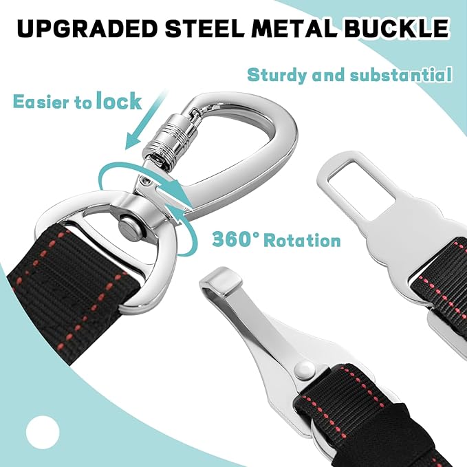 3-in-1 Multi-Functional Dog seat Belt - Dog Car Safety Leash with Advanced Protection - Car Seat Belt for 1 or 2 Dogs - Keep Your Pups Safe & Secure on The Road