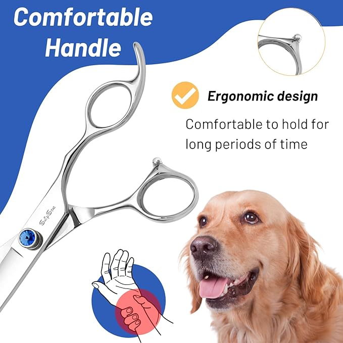10inch Curved Dog Grooming Scissors Professional,VG10 Steel Dog Scissors for Grooming,30 Degree Bend,Sharp Blade with CNC Screw and Round Blunt Tip,Pet Grooming Shears for Medium and Large Dogs Cats
