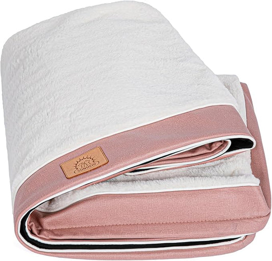 Washable Medium Dog Bed Covers Soft Plush Replacement, Waterproof Dog Bed Liner, Pet Bed Cover with Zipper 30x20x3 Inches, Pink, Cover Only
