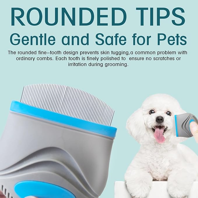 Face Comb for Dogs,Pet Grooming Combs with Rounded FineTeeth,Stainless Steel Tear Stain Remover for Dogs Cats,Lightweight & Portable Pet Grooming Brush Suitable for All Furry Pets
