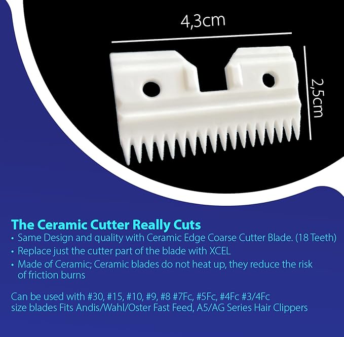 XCEL Ceramic Coarse Pet Replacement Cutter Blade Compatible with Andis, Oster A5 and Walh KM Series (2)