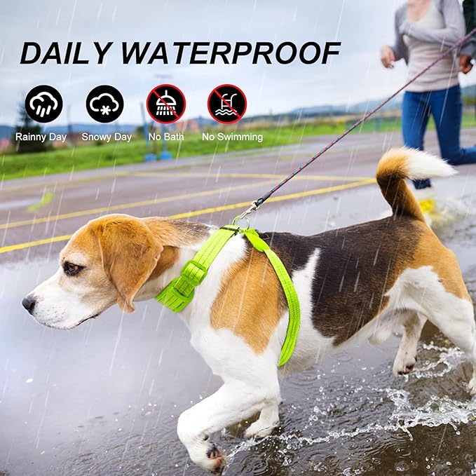LED Light Up Dog Vest Harness Rechargeable, Soft Padded, Adjustable & Reflective Lighted Dog Harness Waterproof, Glow Dark Dog Light Harness for Camping Night Safety Walking, Green Extra Large