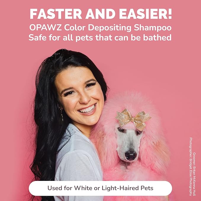 OPAWZ Color Depositing Shampoo for Dogs, Semi-Permanent Hair Dye Coloring, Non-Toxic Colorwash for Pets (Pink, 16.94 fl.oz / 500mL)