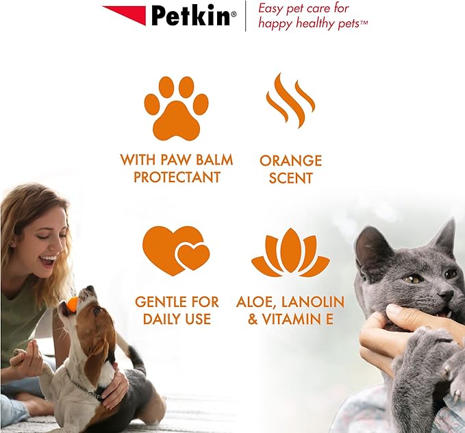 Petkin Big N' Thick Paw Wipes for Dogs, 200 Large Wipes - Clean Dirty Paws After Walks, with Paw Balm Protectant - Keep Floors and Furniture Clean - Ideal for Home or Travel - 2 Packs of 100 Wipes