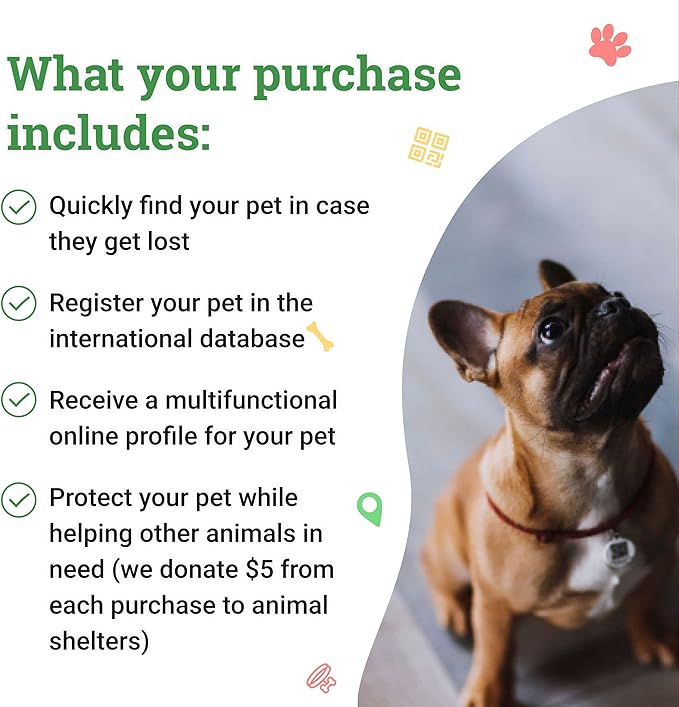 QR Code Pet Tag Service Dog ID - ESA - Emotional Support Service Dog Name Tags (Service Dog, Bone)