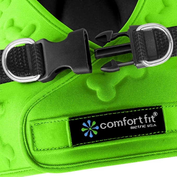Comfort fit Cold Weather Dog Harness - Adjustable Dog Harness Small Sized Dog Medium Sized Dogs - Ideal as Easy Walk Dog Vest Harnesses (Neon Green, Chest Size 12" - 14")