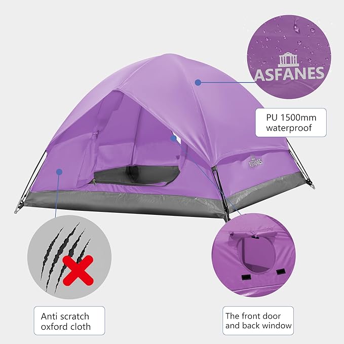 Outdoor Waterproof Pet Camping Tent, Cave Bed for Indoor Cats and Small Dogs, Portable Cat House Dog House, 21.6x21.6x14.9'', Purple, S.