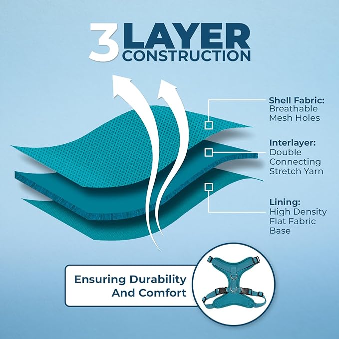 Voyager Step-in Lock Pet Harness - All Weather Mesh, Adjustable Step in Harness for Cats and Dogs by Best Pet Supplies - Turquoise, M