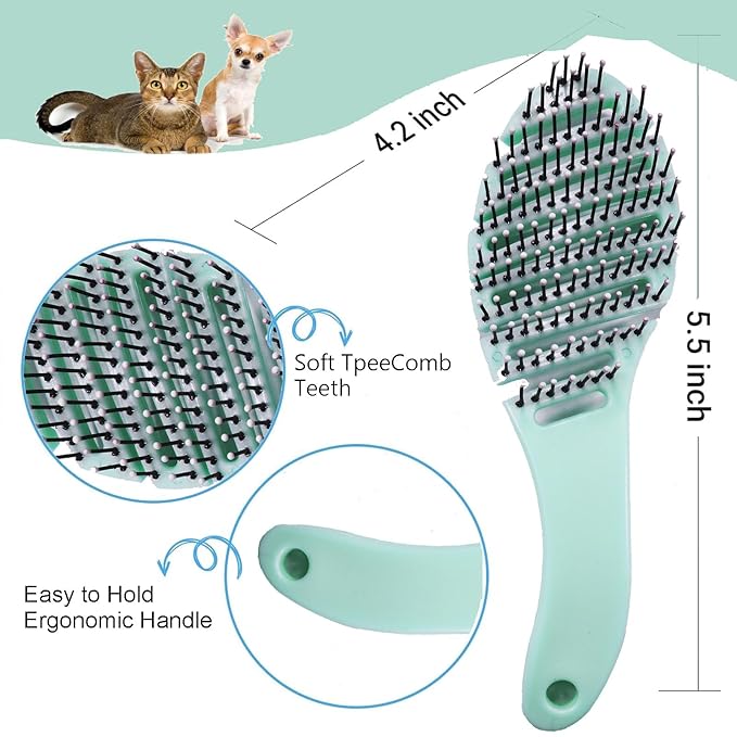 Small Dog Grooming Brush - Perfect for Shih Tzus, Yorkies, and Maltipoos - Ideal Puppy Hair Brushes for Maltese and Small Breeds (Light Green)