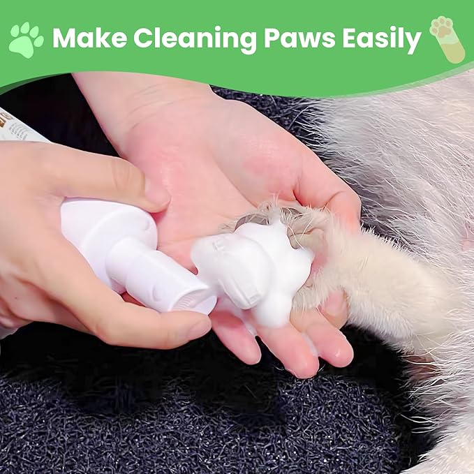 Dog Paw Care Kit | Dog Paw Cleaner for Dogs & Cats (6.8oz) | Dandelion No Rinse Clean Paws Foaming Cleanser | Pet Paw Cleaner Foot Washer w/Natural Lick Safe Dog Paw Pad Blam Stick(2.4 oz)