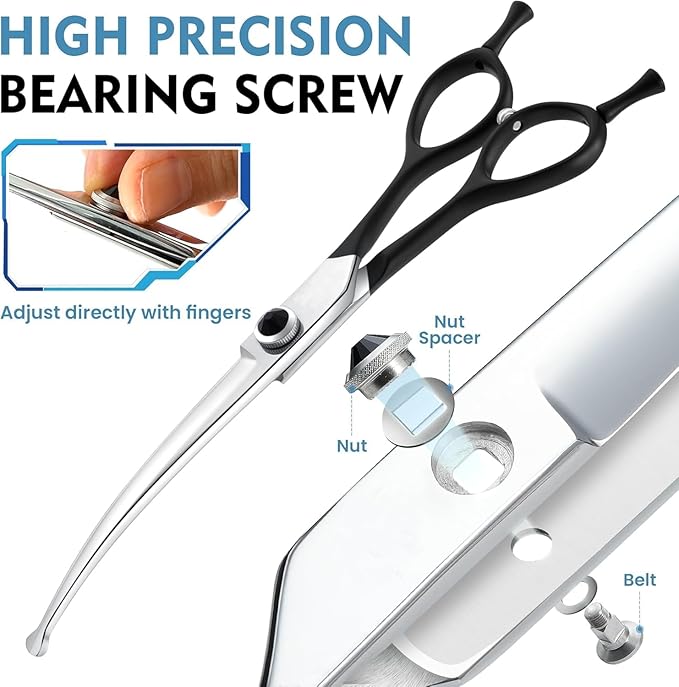 Dream Reach 6.5" Downward Curved Dog Grooming Scissors for Trimming Face and Paws, Safety Round Tip Shears for Pet Dogs and Cats, Professional Pet Grooming Scissors Black