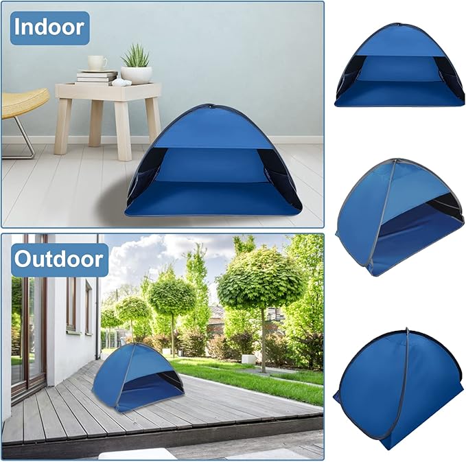 Pop Up Beach Sun Tent, 1 Pack Mini Beach Sun Shade Face Head Shade Protection Tent for Outdoor Picnic Beach Camping, Blue, L