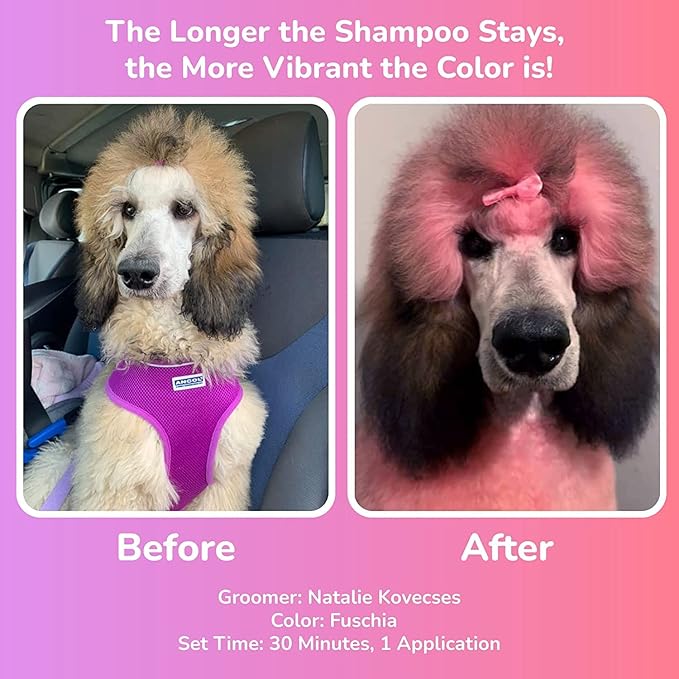OPAWZ Color Depositing Shampoo for Dogs, Semi-Permanent Dog Hair Dye Coloring Safe Shampoo, Non-Toxic Colorwash Shampoo for Pets (Fuschia, 2.1 fl.oz / 60mL)