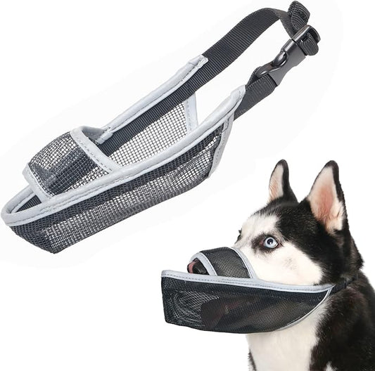 Crazy Felix Nylon Dog Muzzle for Small Medium Large Dogs, Air Mesh Breathable and Drinkable Pet Muzzle for Anti-Biting Anti-Barking Licking (XXS, Reflective Trim)