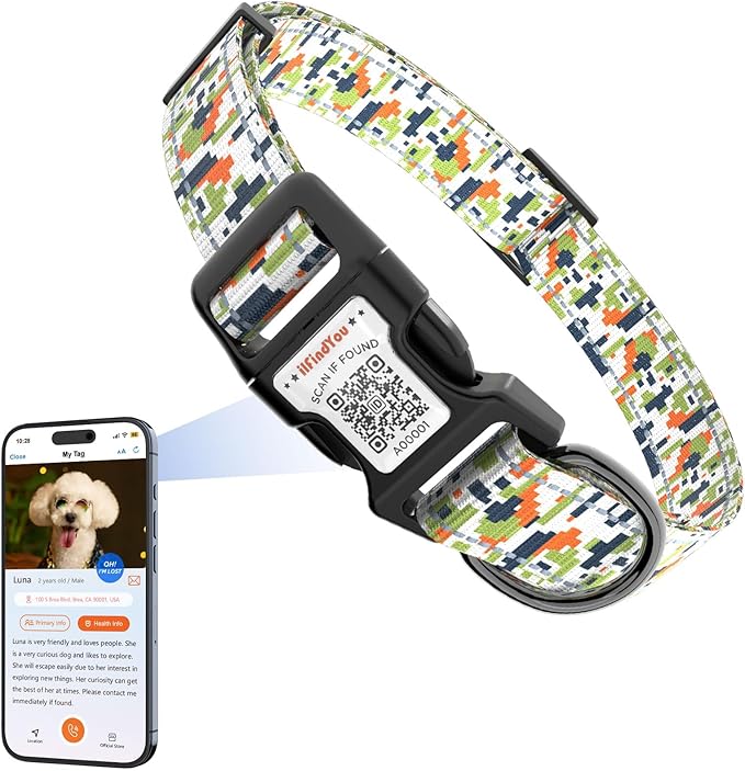 Reflective Dog Collars for Large Dogs Soft Nylon Camo Green Sized L