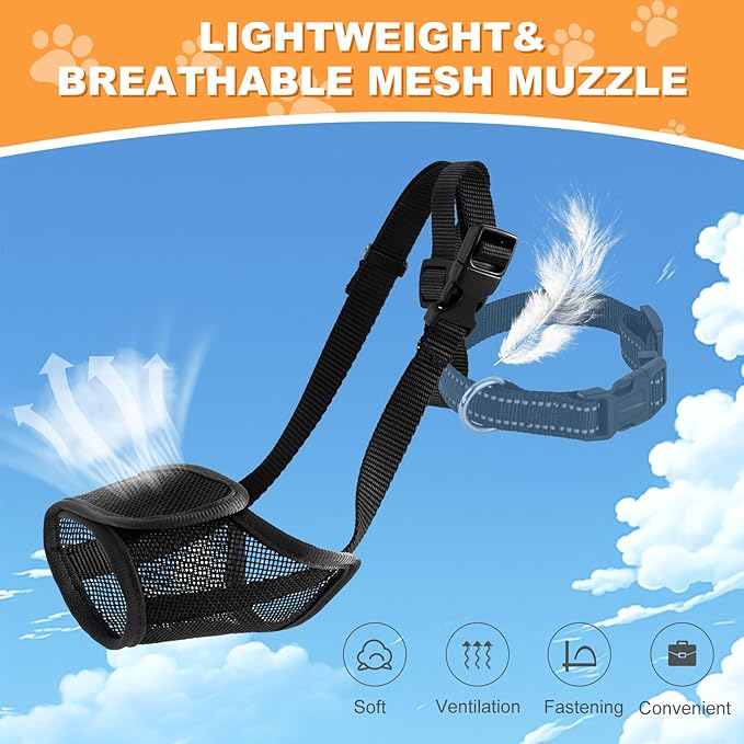 Dog Muzzle, Soft Mesh Muzzle for Small Medium Large Dogs,Chihuahua German Shepherd Bulldog,Breathable and Drinkable Muzzle Cover, Adjustable Anti-Fall Bite Barking Chewing Muzzle (L)