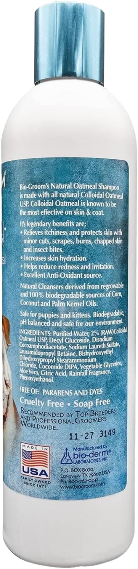 Bio-Groom Oatmeal Dog Shampoo – for Allergies and Itching, Cruelty-Free, Bathing Supplies, Puppy Shampoo for Sensitive Skin, Made in USA, Anti-Itch Dog Products – 12 fl oz 2-Pack