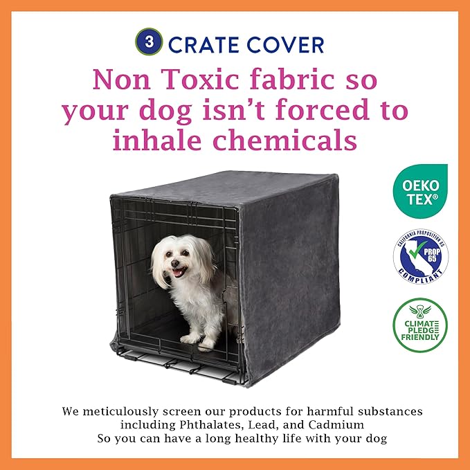 Pet Dreams 3 Piece Set includes Dog Crate Cover, Dog Crate Pad & Dog Crate Bumper, Crate Pads, Crate Covers & Crate Bumpers for Dog Cages, Dog Mat & Bedding are Washable Fits iCrate 24, 30, 36,42 inch