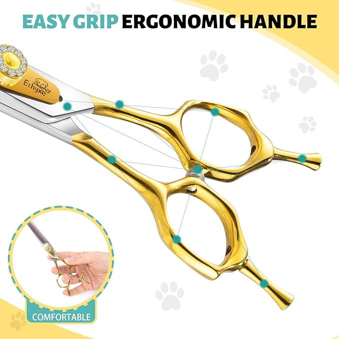 7 Inch Curved Grooming Scissors for Dogs and Pets, Professional Up-curved Scissor, Premium Steel Scissors for Dog Grooming, Ideal for Dogs, Cats, and Other Pets