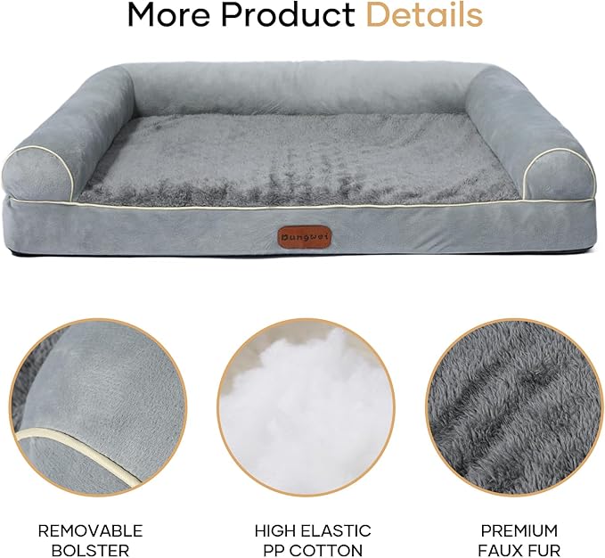 Dog Beds Large Sized Dog, Orthopedic Dog Bed, Waterproof Dog Bed, Washable Dog Bed, 29" x 19" x 5" Light Gray