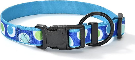 Mile High Life Dog Collar | Nylon Puppy Collars w Cute Patterns | Lightweight Girl Dog Collar | Boy Dog Collar for Small/Medium/Large Dogs (Blue Dot, Small)