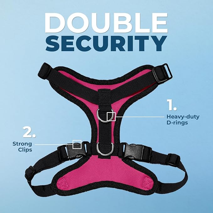 Voyager Step-in Lock Pet Harness - All Weather Mesh, Adjustable Step in Harness for Cats and Dogs by Best Pet Supplies - Fuchsia/Black Trim, XL