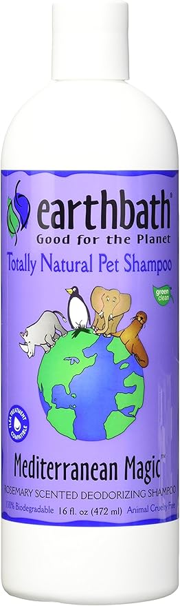 earthbath, Mediterranean Magic Dog Shampoo - Deodorizing Shampoo for Dogs, Rosemary Scented Dog Wash, Made in USA, Shampoo for Smelly Dogs, Cruelty Free Pet Shampoos - 16 Oz (2 Pack)