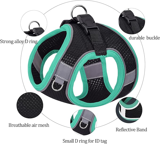Dog Harness and Leash Set No Pull Step in Dog Harness with Reflective Bands Escape Proof Mesh Dog Vest Harness Leash with ID Tag