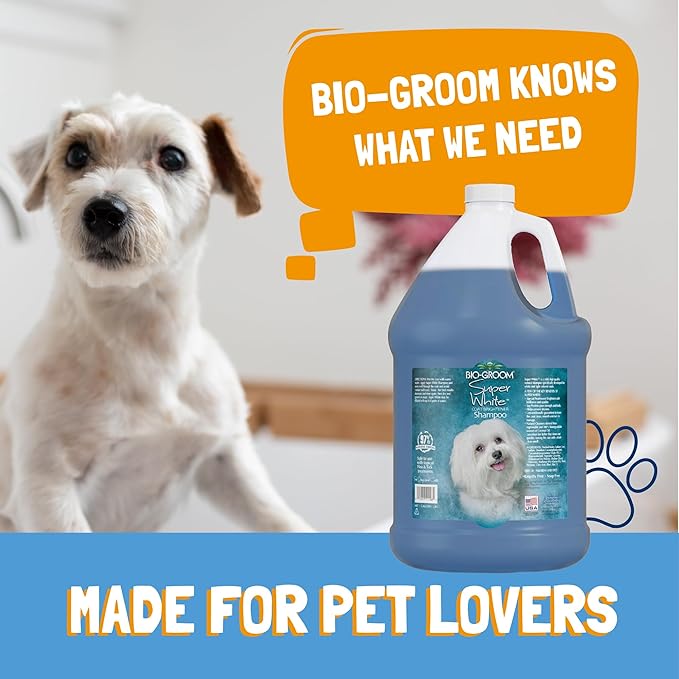 Bio-Groom Super Whitening Dog Shampoo - Whitening Pet Shampoo, Bathing Supplies, Puppy Wash, Grooming Supplies, Cruelty-Free, Made in USA, Coat Brightener Shampoo - 2.5 Gallons