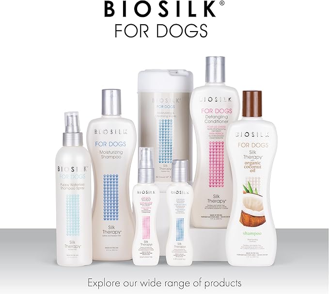 BioSilk for Dogs Silk Therapy Deep Moisture Waterless Shampoo Spray, 8 oz | Best Waterless Shampoo Spray for All Dogs and Puppies, 8 Ounces Dry Dog Shampoo