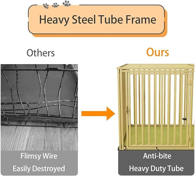 Steel Tube Heavy Large Dog Crate with Mat Base, 48" L x 28" H Dog Crates for Medium Large Dogs, Big Dog Cage, Dog Kennel, Puppy Dog Playpen with Top, Pet Cage, Indoor, Light Green2