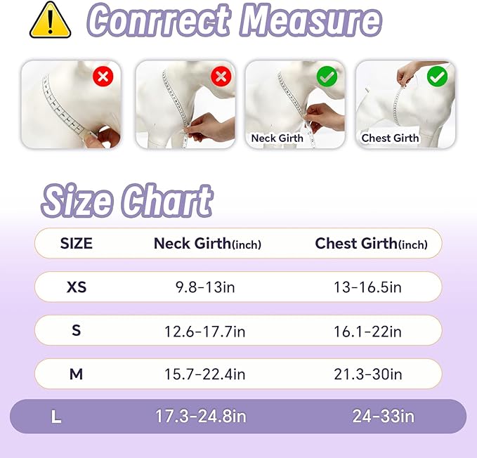 Dog Harness Leash Set, No Pull Adjustable Halter Cute Comfort Padded Handle for Medium Sized Large Small Dogs Walking Training Running with Reflective（Large,Purple）