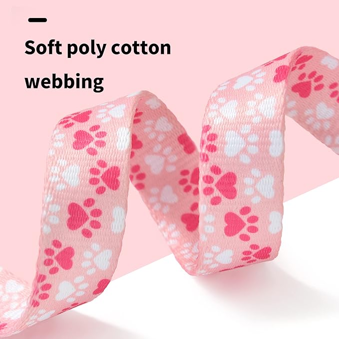 Mile High Life Dog Collar | Nylon Puppy Collars w Cute Patterns | Lightweight Girl Dog Collar | Boy Dog Collar for Small/Medium/Large Dogs (Pink Foot, Large)