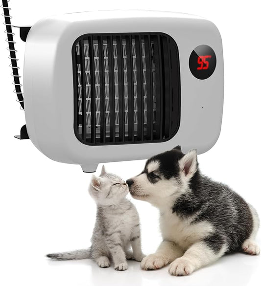 Dog House Heater with 2 Heat Settings (300W/600W), Overheat Protection, Wall-Mounted Design, Anti-Chew Cord for Dog Houses, Coops, Hutches (White)