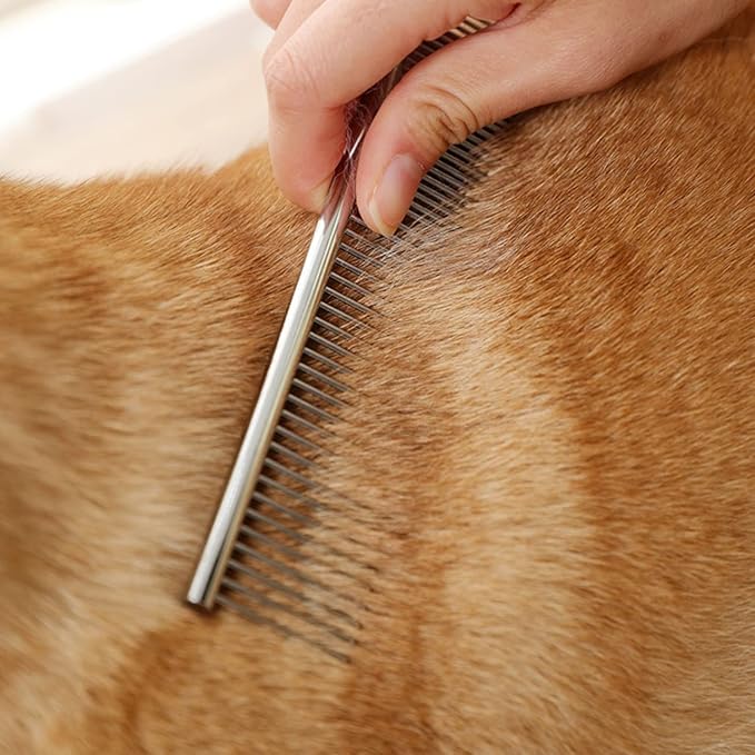 Kopal Stainless Steel Comb Set for Dogs and Cats, Pet Metal Brusher, Silver, Pack of 3